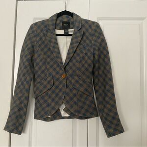 Smythe Equestrian Elbow Patch Plaid Blazer